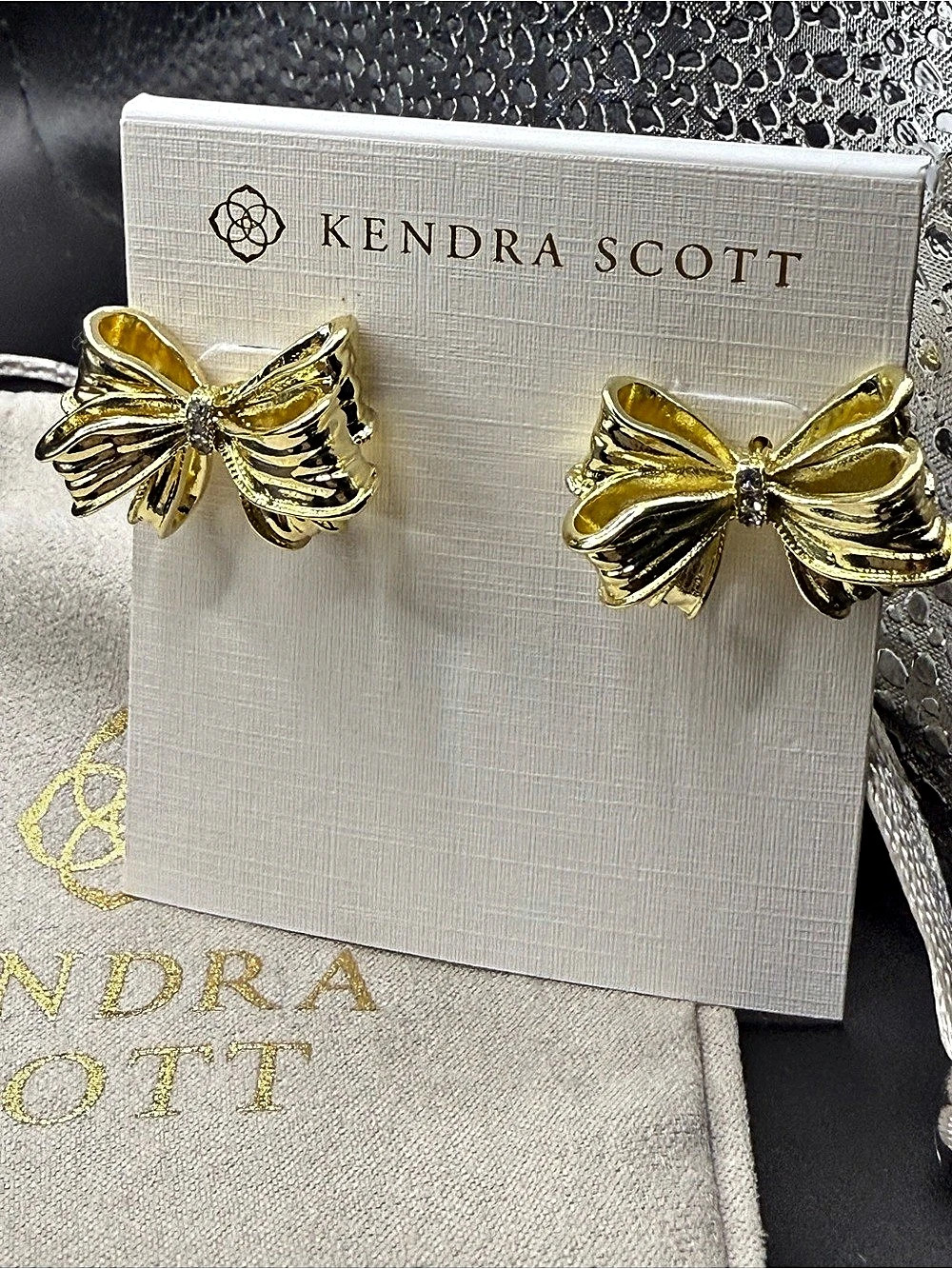 Kendra Scott x LoveShackFancy Bow Gold Stud Earrings
